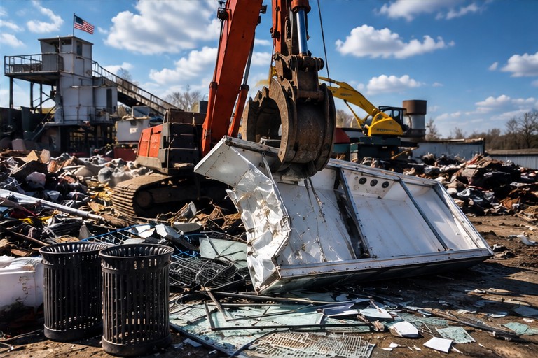 Scrap metal from a commercial cleanout being recycled at a facility
